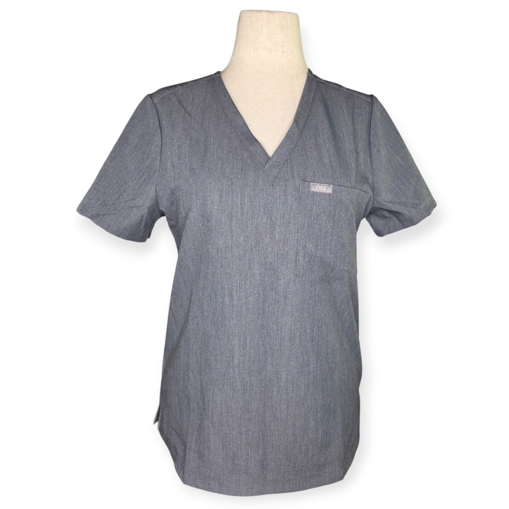 FIGS Technical Collection Gray V-Neck Scrub Top Women’s Medium Stretch